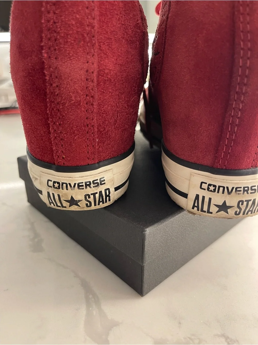 Women’s Suede High-Top Sneakers in Burgundy